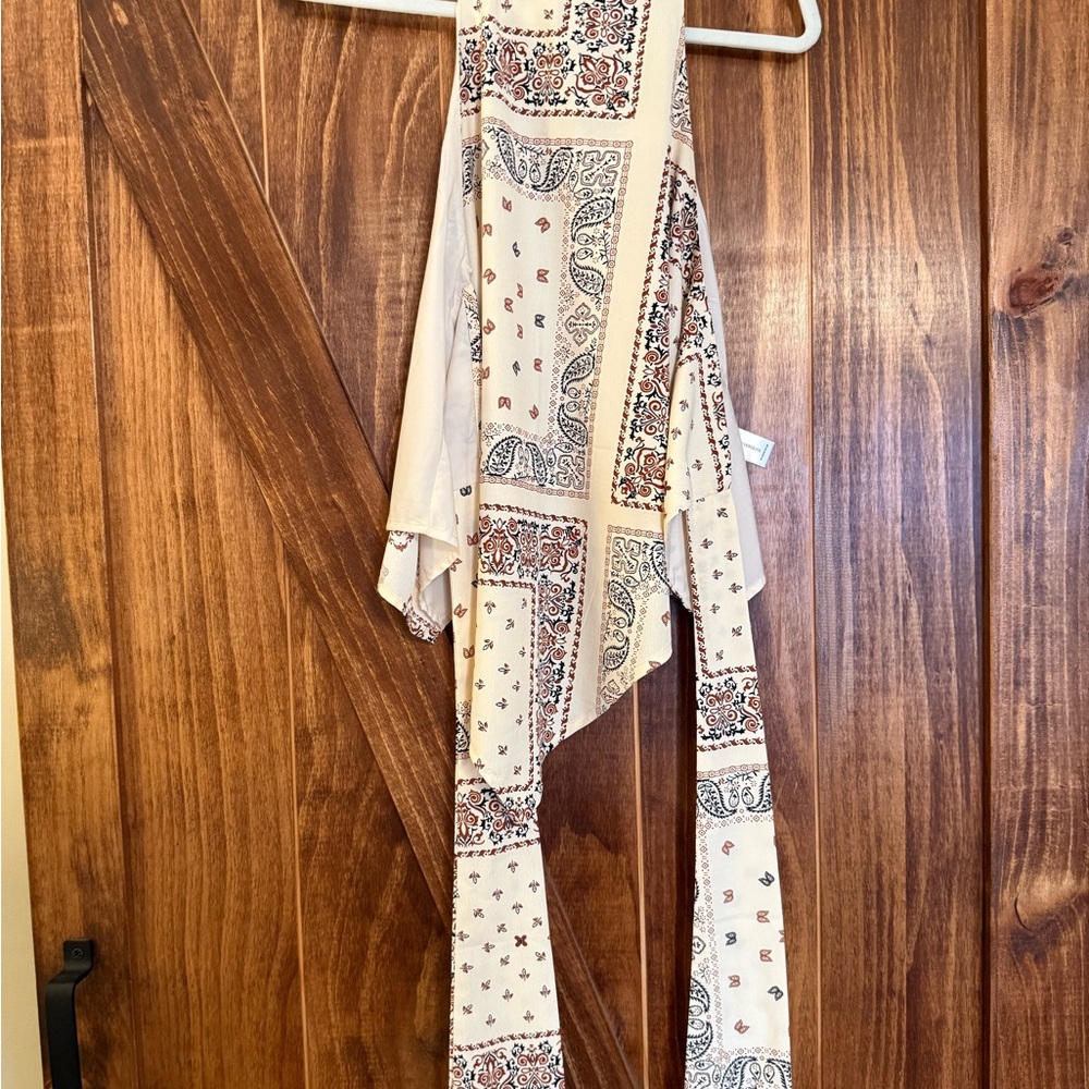 bishop + young Cream Bandana Print Halter Top